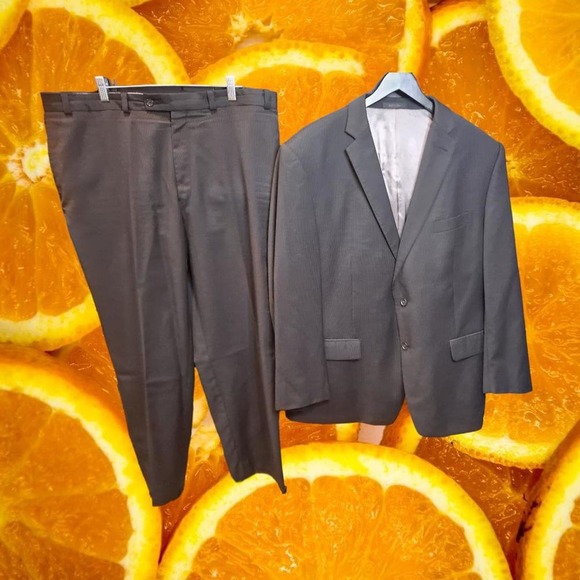 Calvin Klein Black Pinstripe 2 Piece‎ Suit - Picture 1 of 12